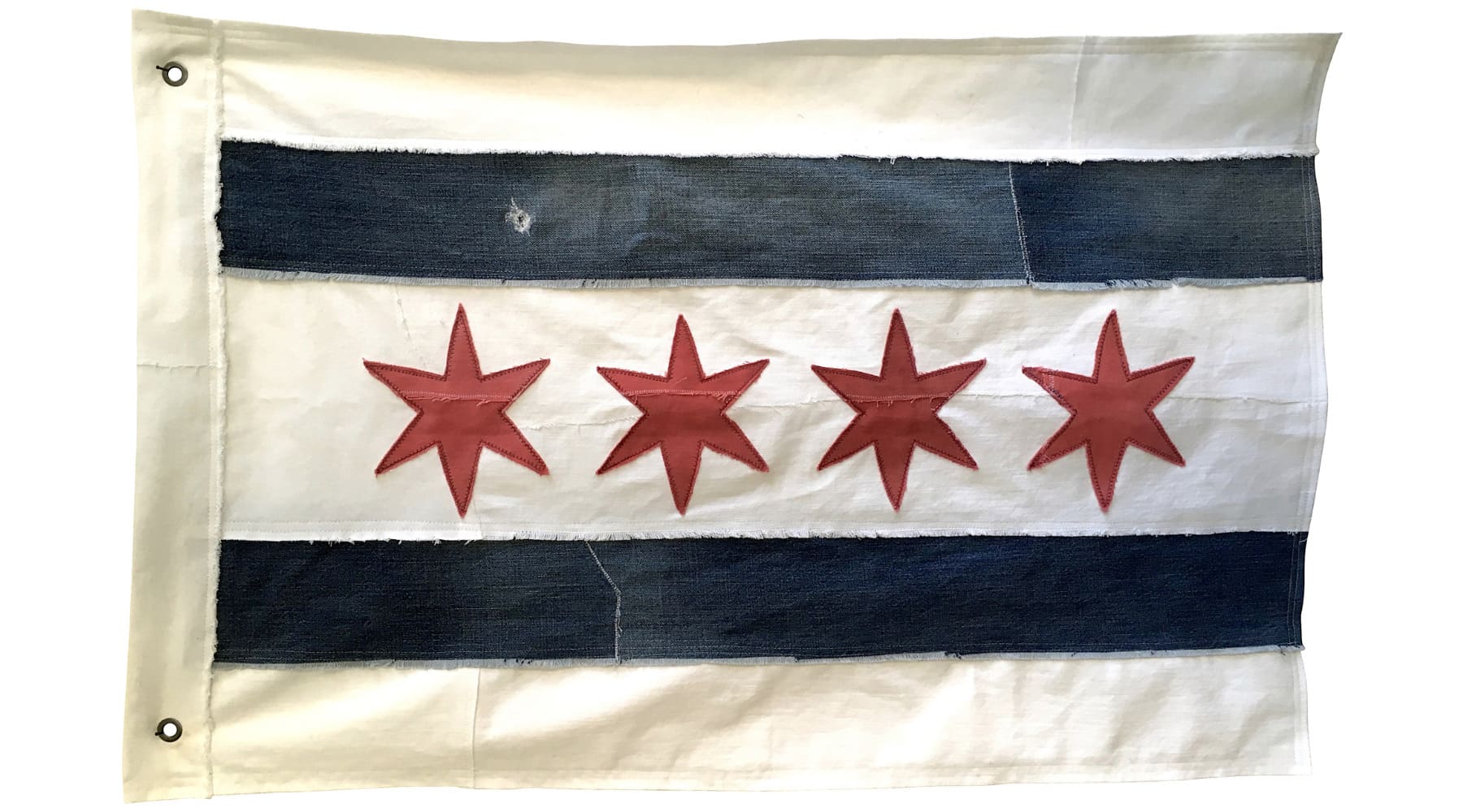 Chicago Flag made from recycled denim