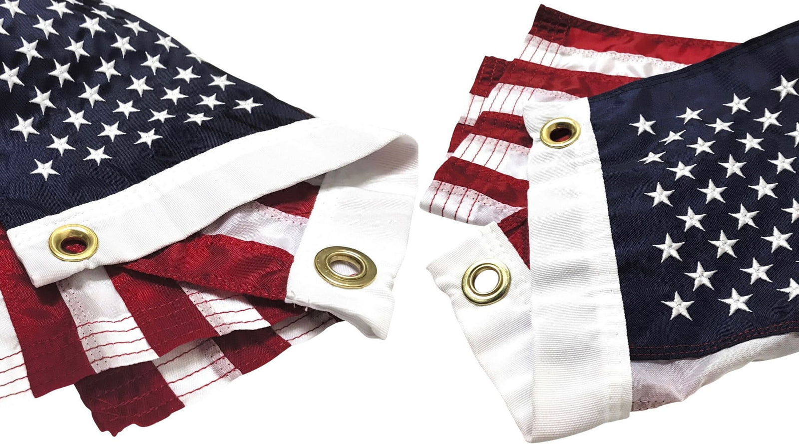 Two American Flags showing material up close