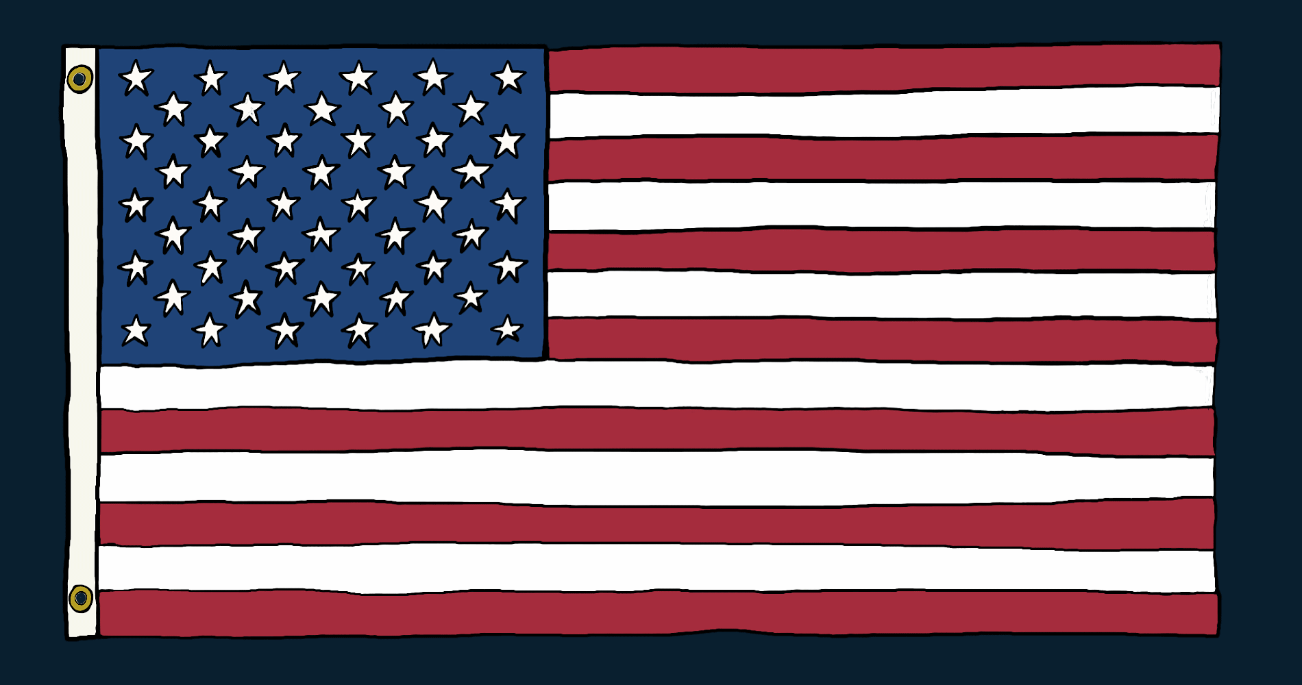 Hand drawn animated gif showing the steps to properly fold the American Flag