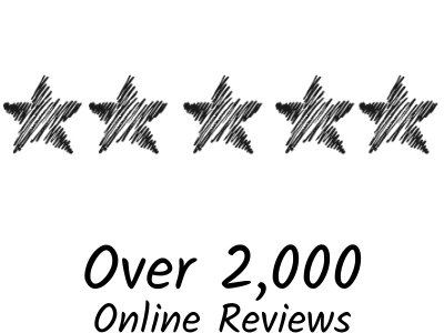 5 stars and text saying over 2000 online reviews