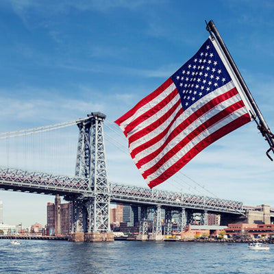 American flag in Brooklyn harbor