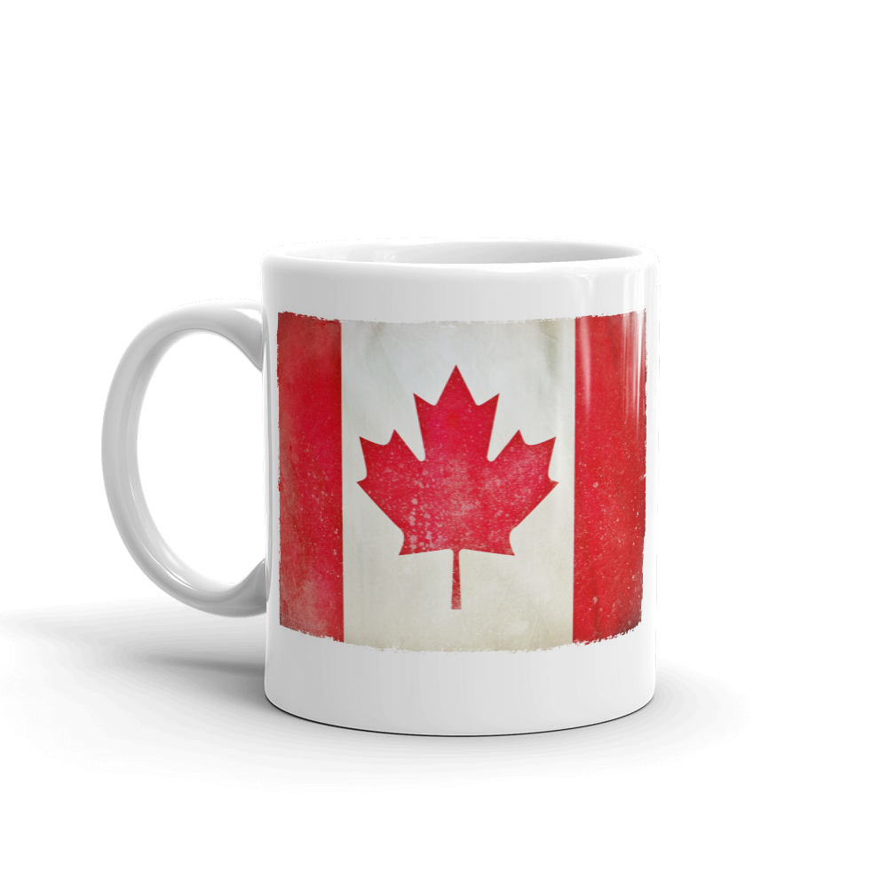 Coffee mug 11 oz white printed with Canadian Flag