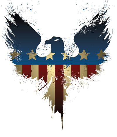 red white and gold eagle dripping paint image
