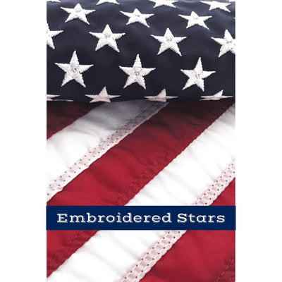 Embroidered stars on 12x18 inch flag