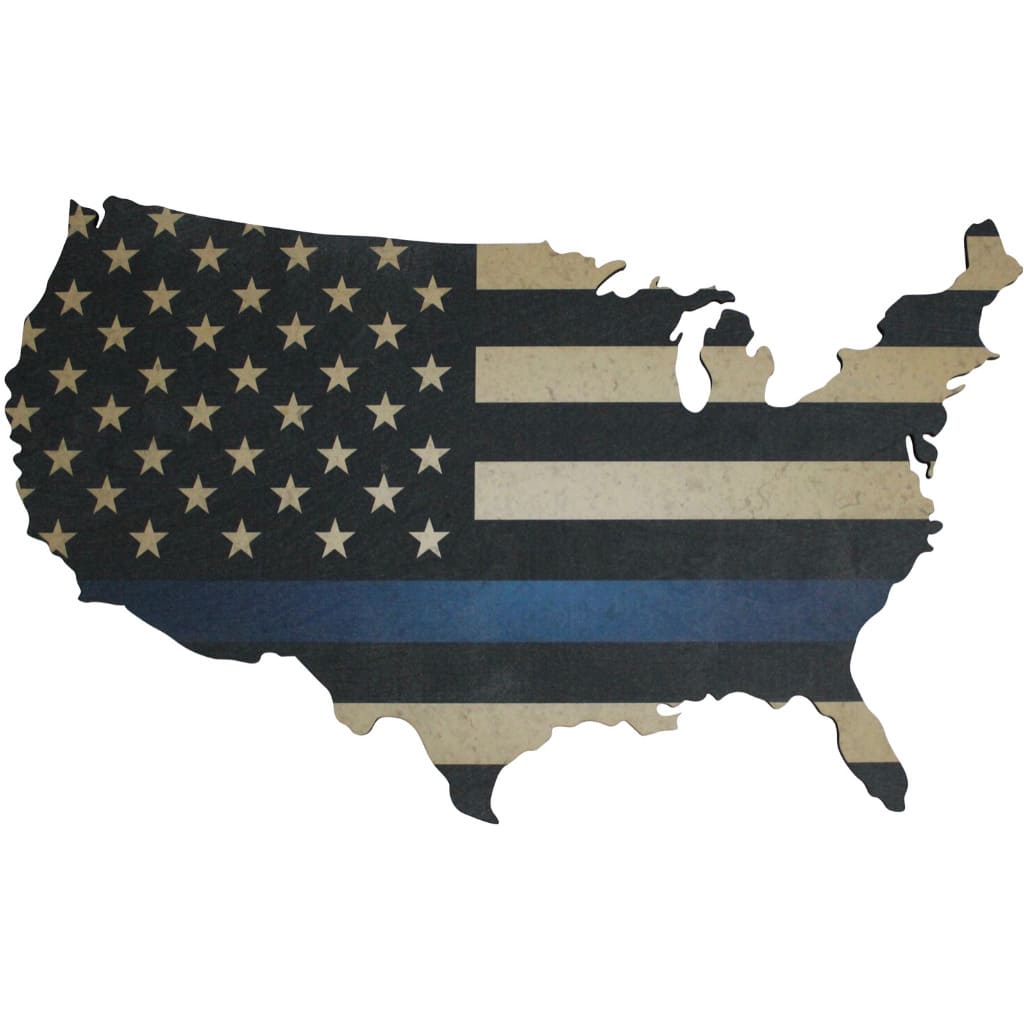 Wall Art | Thin Blue Line Flag Print on Wood | Thin Blue Line Flag Print on Wood | Fine Line Flag | finelineflag