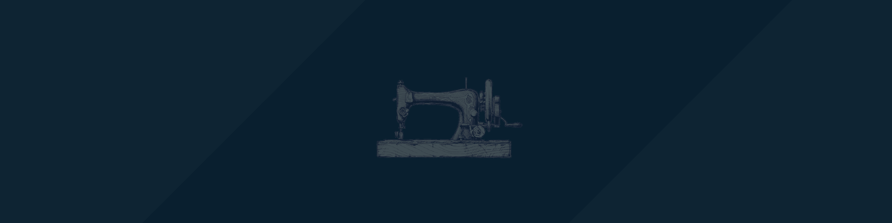 hand drawn antique sewing machine on dark blue background