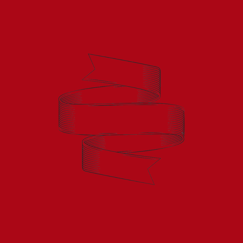 Hand drawn ribbon scroll on red background