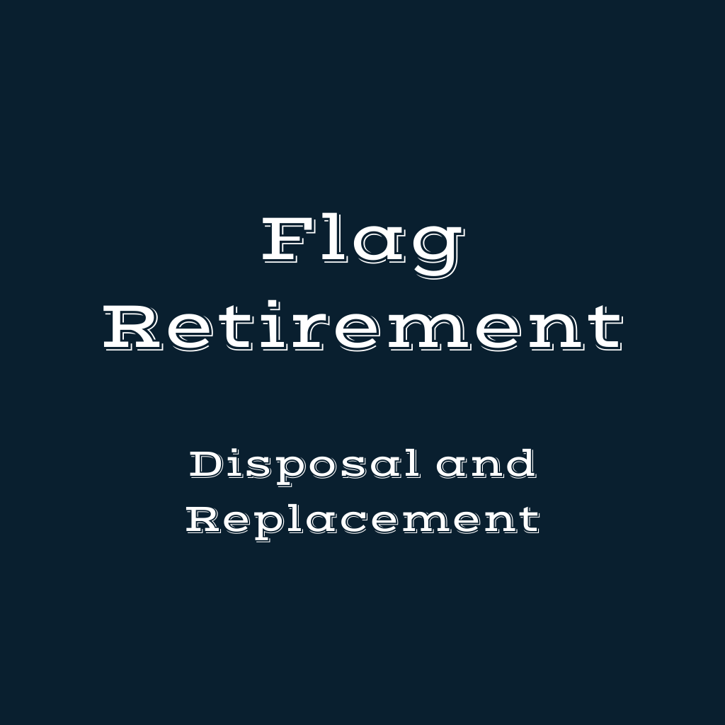 Flag Retirement billboard heading on dark blue