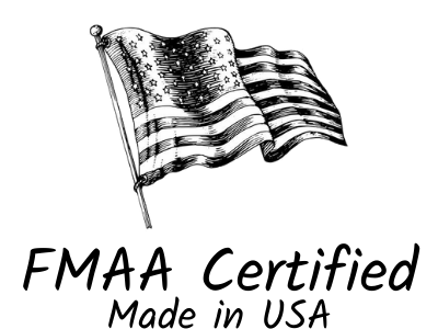 black and white ink line drawing of the American flag FMAA certified