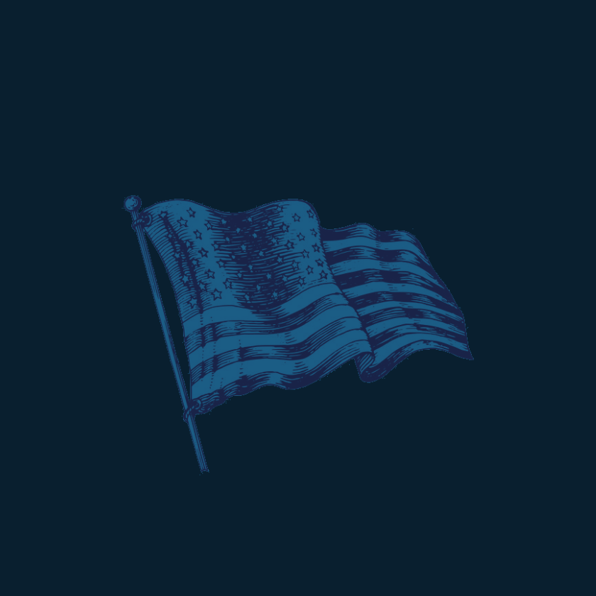 Image of Waving American Flag in rich blue tones