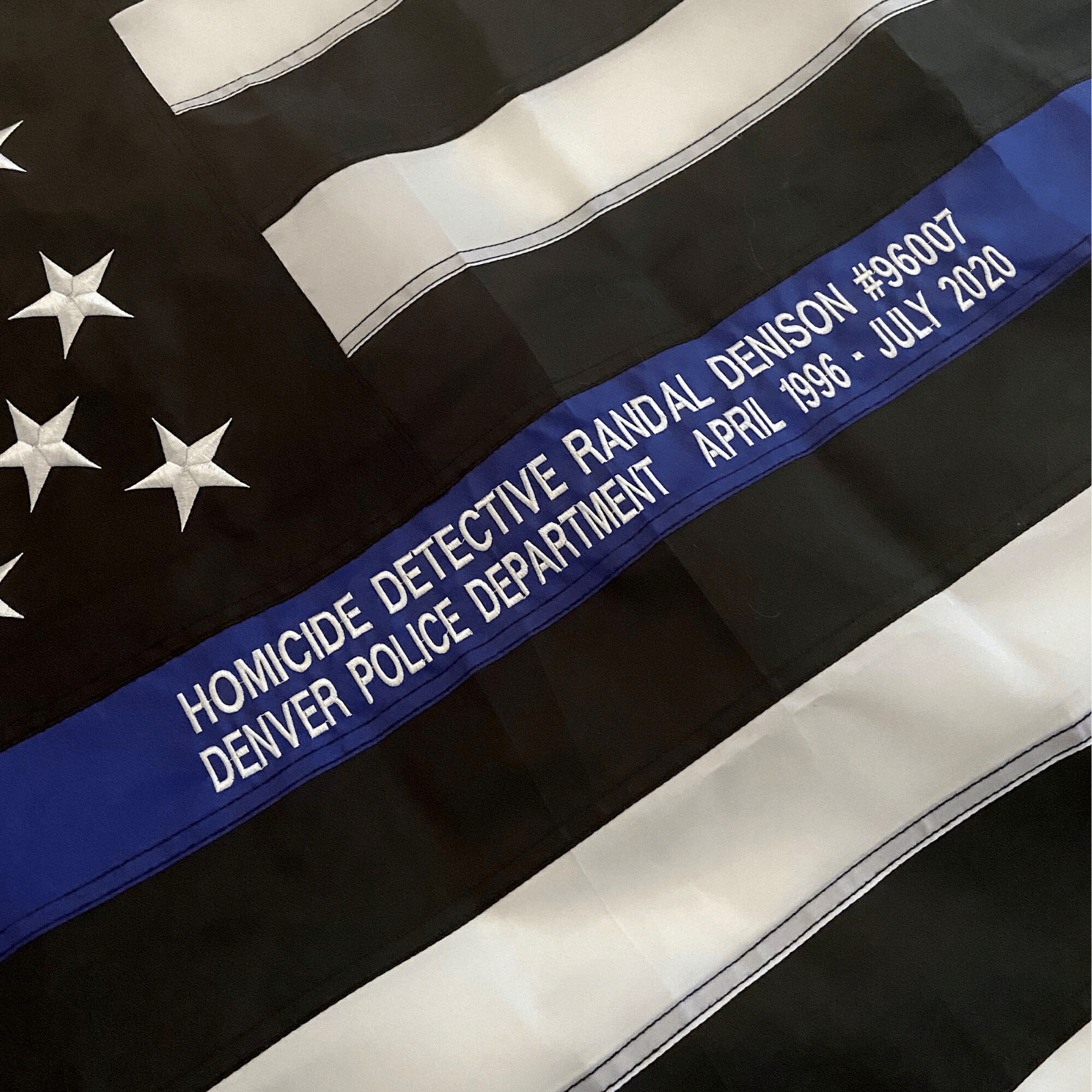 Thin Blue Line Flag custom embroidery