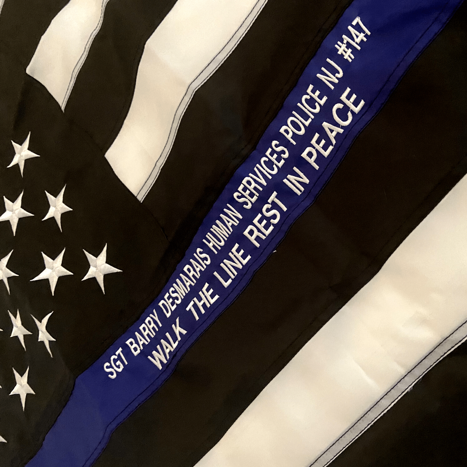 Thin Blue Line Flag custom embroidery 