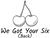 ink line drawing of two cherries text that reads We Got Your Six
