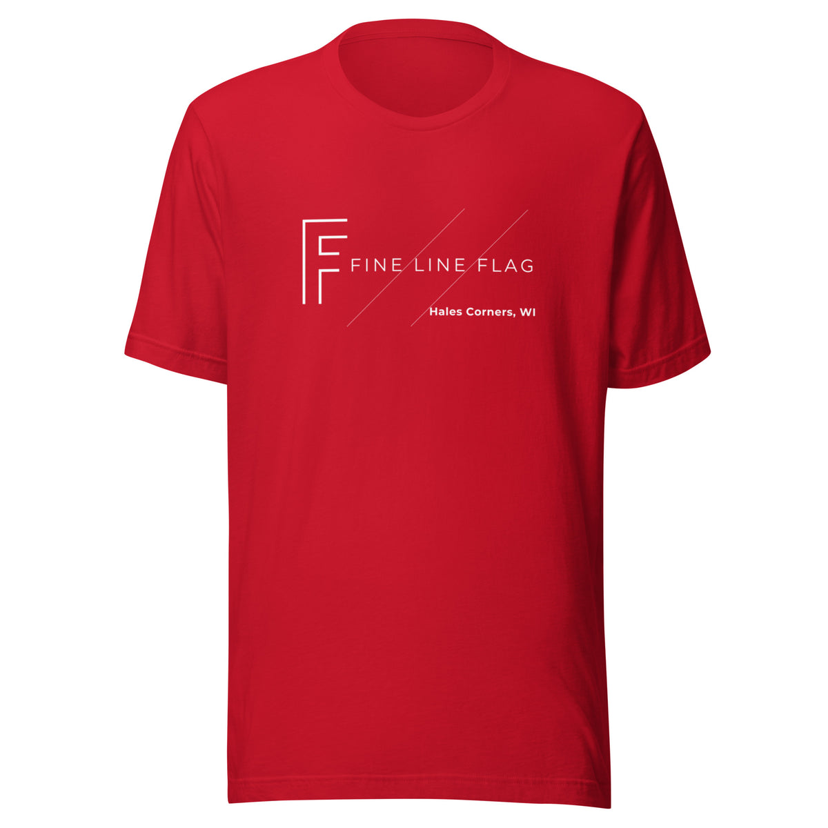 Fine Line Flag Logo T-Shirt in red, front