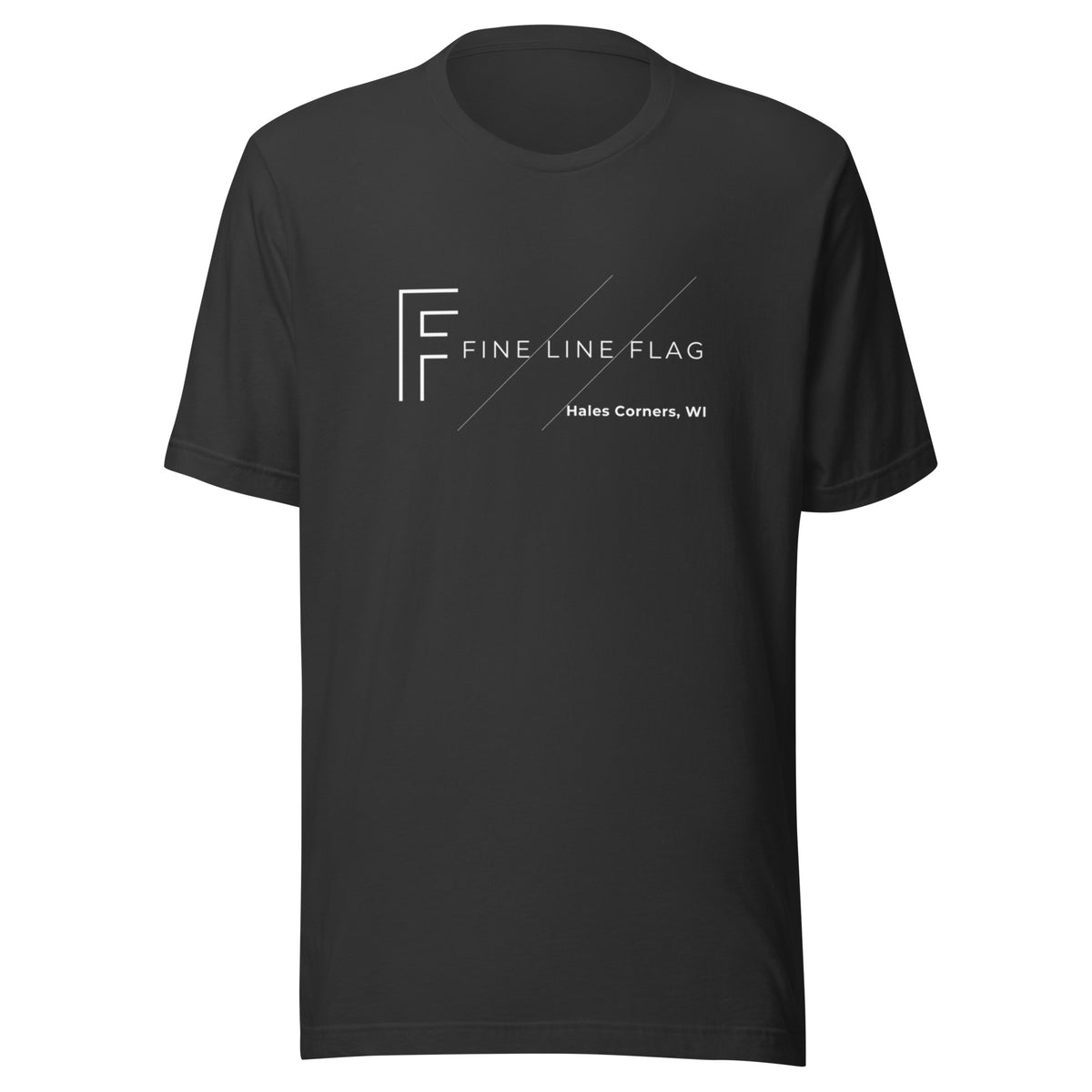 Fine Line Flag Logo T-Shirt in dark grey, front