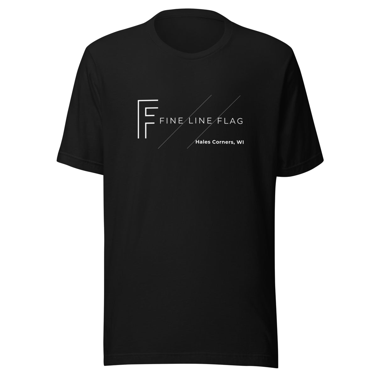 Fine Line Flag Logo T-Shirt in black, front