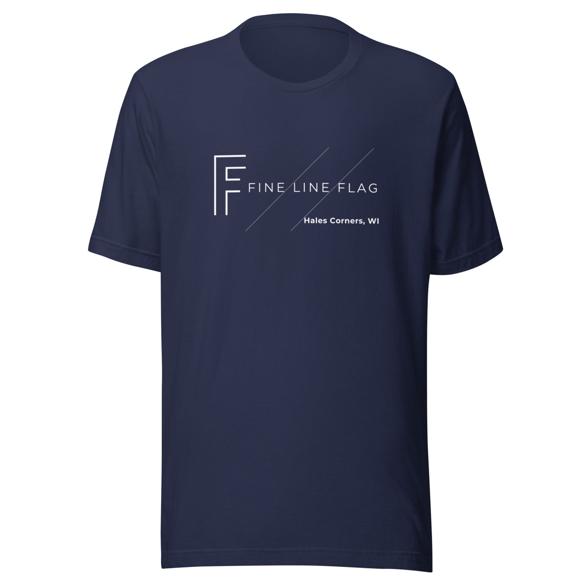 Fine Line Flag Logo T-Shirt in navy, front