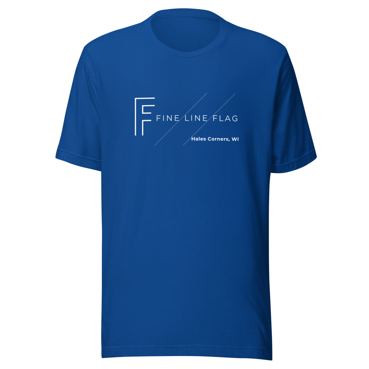 Fine Line Flag Logo T-Shirt in true royal, front
