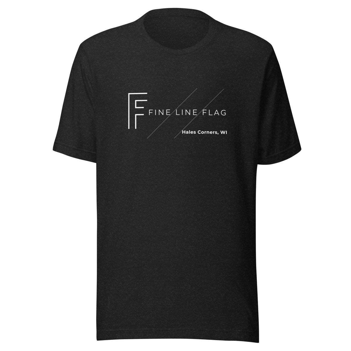 Fine Line Flag Logo T-Shirt in black heather, front