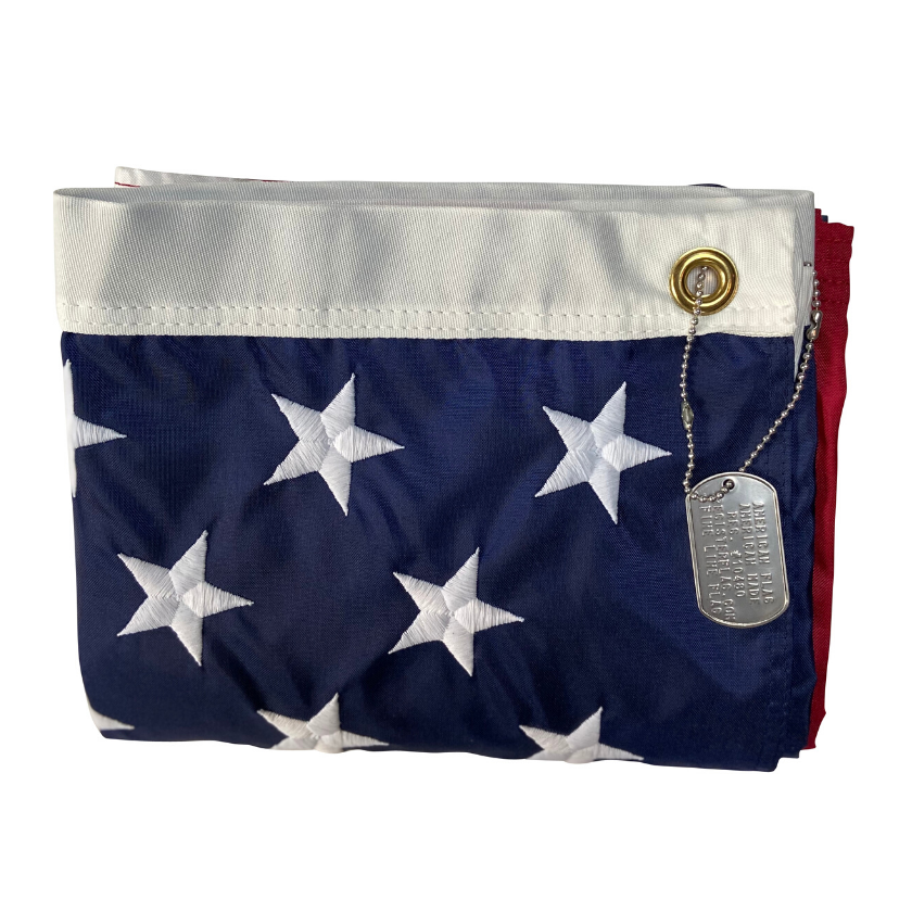 3x5 folded American Flag with dog tag