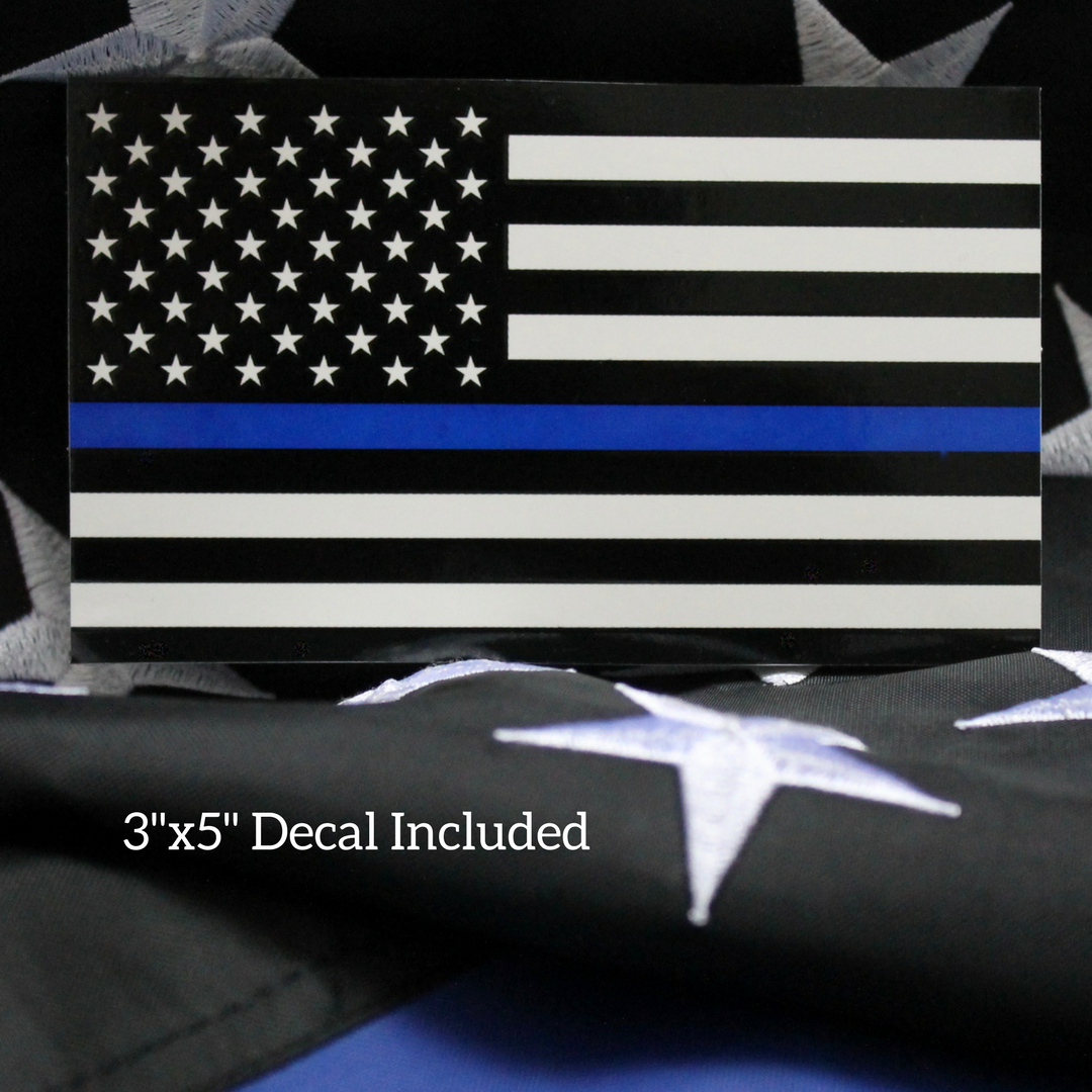 Thin Blue Line Police back the Blue sticker on flag