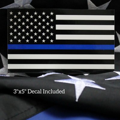 Thin Blue Line Police back the Blue sticker on flag
