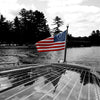 American yacht flag on a woody boat