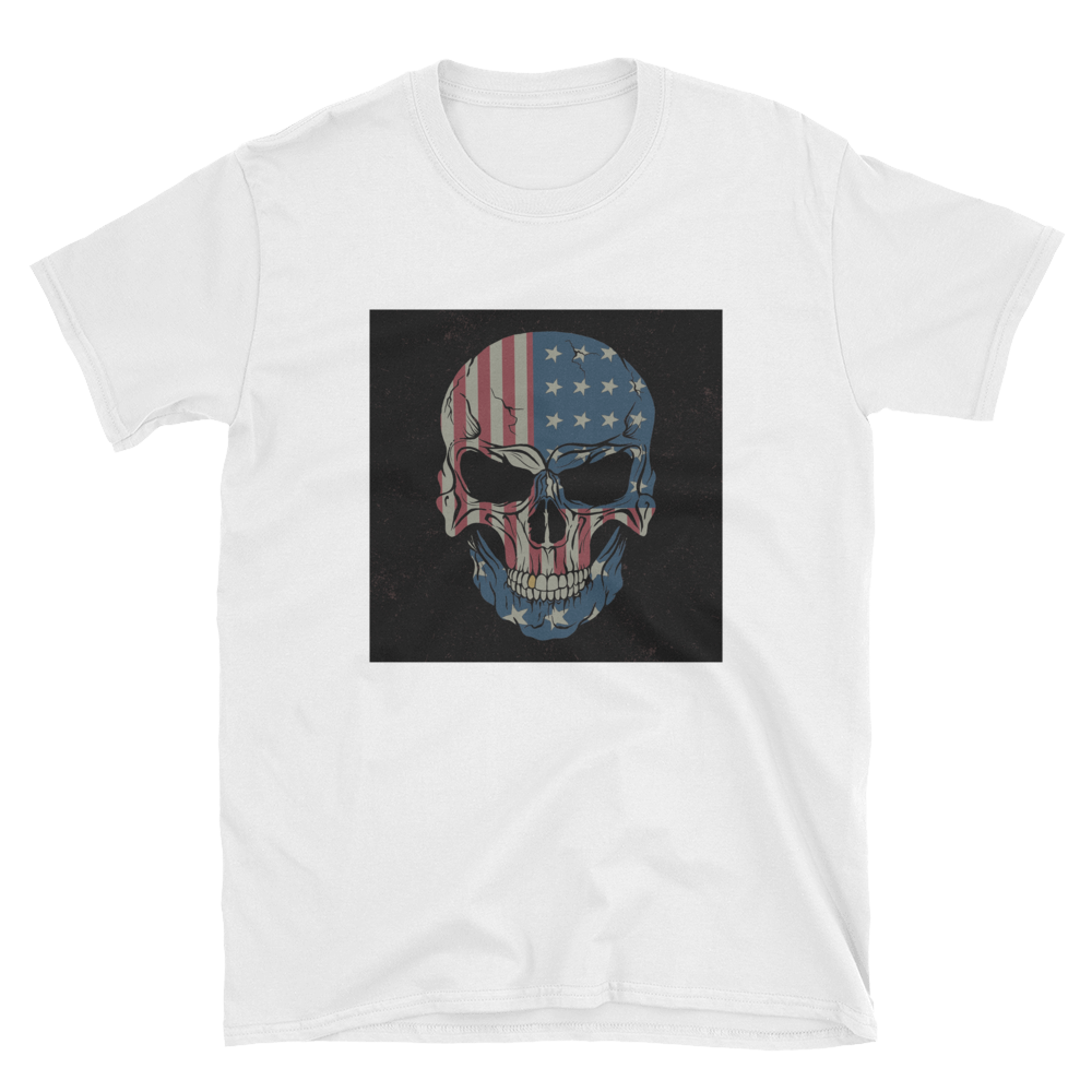 T-Shirt Uomo American Bandana Skull USA Biker - Cotone Leggero Gildan G5000, Taglia Unica