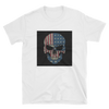 white t-shirt with American flag on skull print