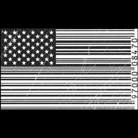 Black and white US flag in barcode design