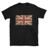 black t-shirt with shabby british flag print