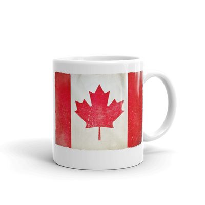 mug handle on right with flag of Canada