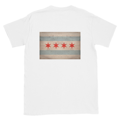 white t-shirt with Chicago flag vintage