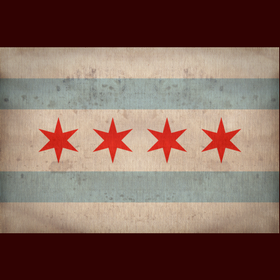 4 stars red blue tan vintage Chicago flag print