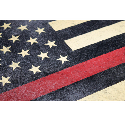 close up of thin red stripe flag print