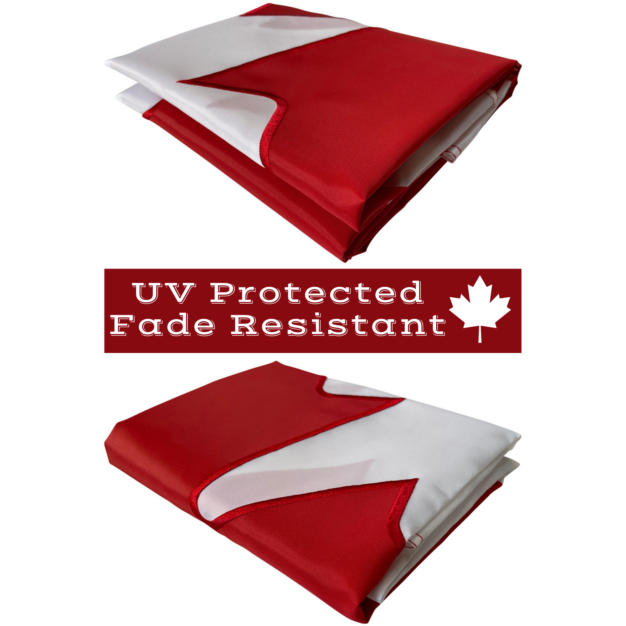 two folded Canadian flags