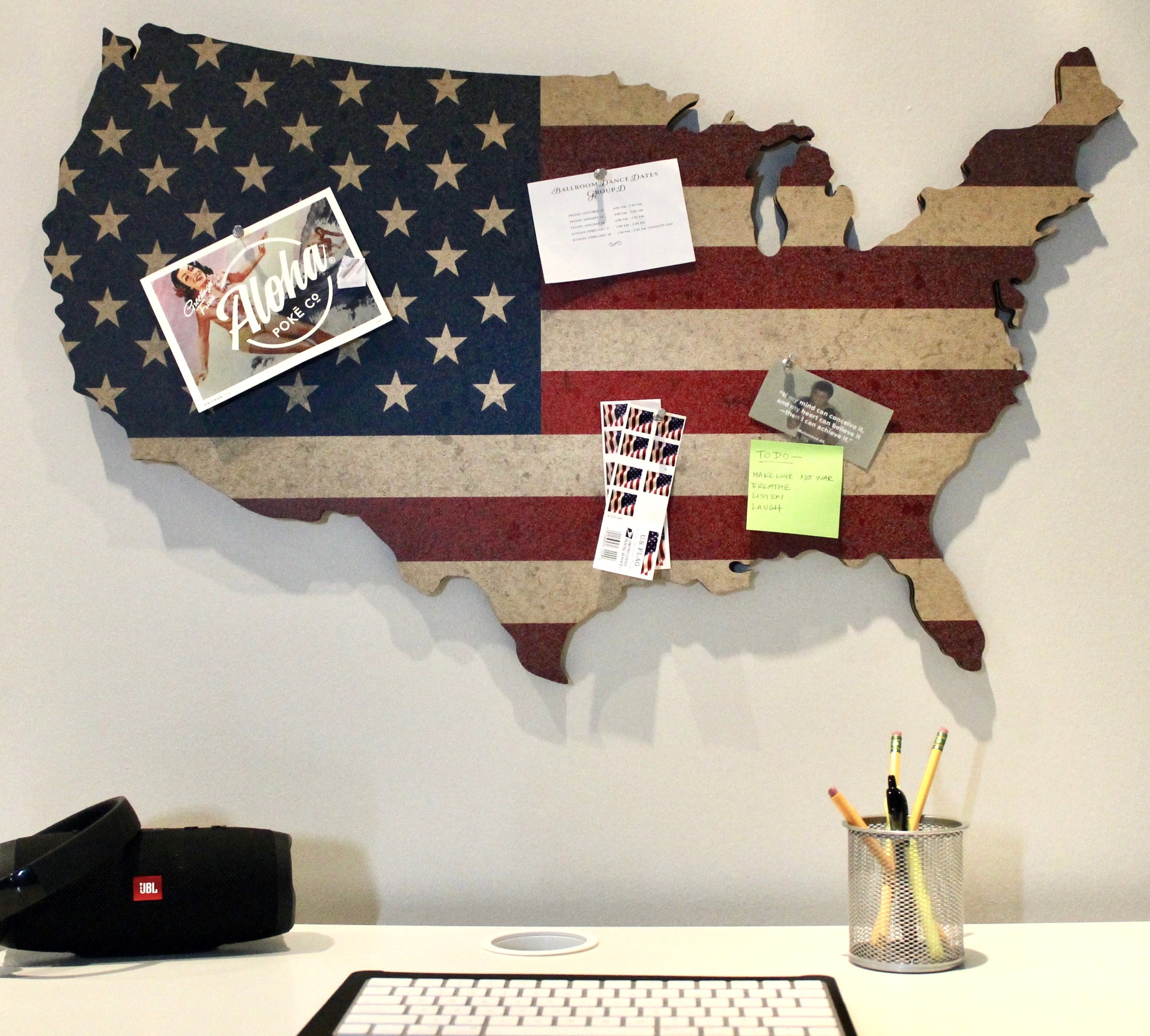 Wall Art | Cork Bulletin Board - US Map with American Flag Print |  | Fine Line Flag | finelineflag