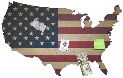 Cork Bulletin Board - US Map with American Flag Print