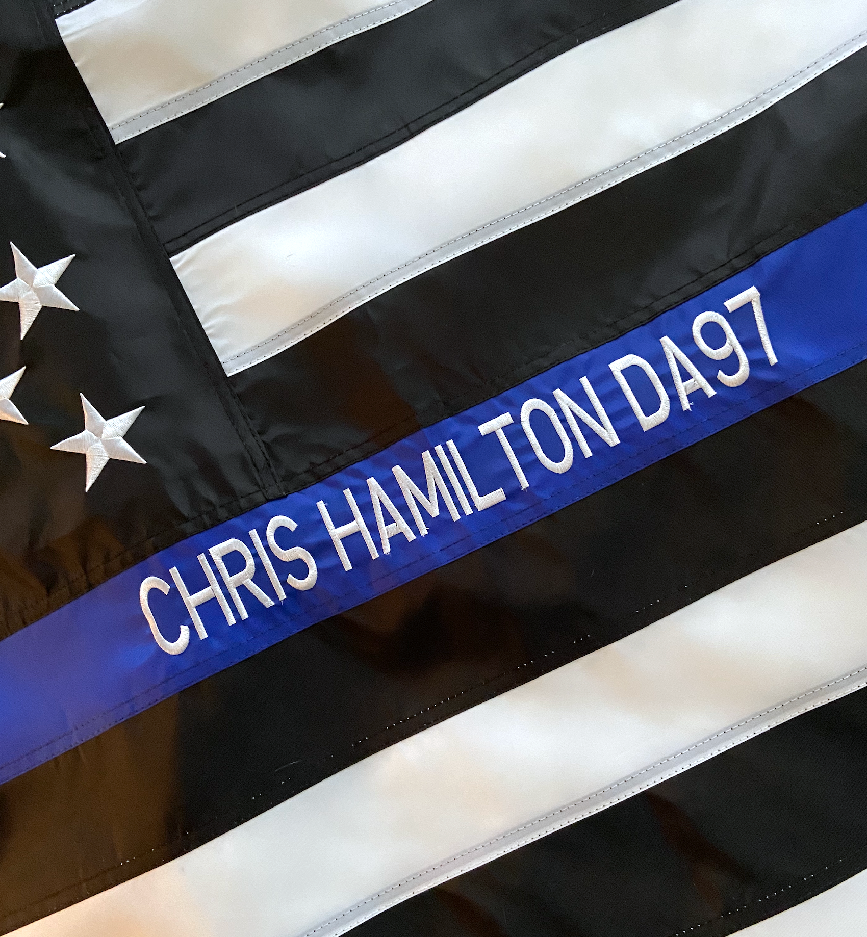 Thin Blue Line Flag (3x5 ft) with Custom Embroidery