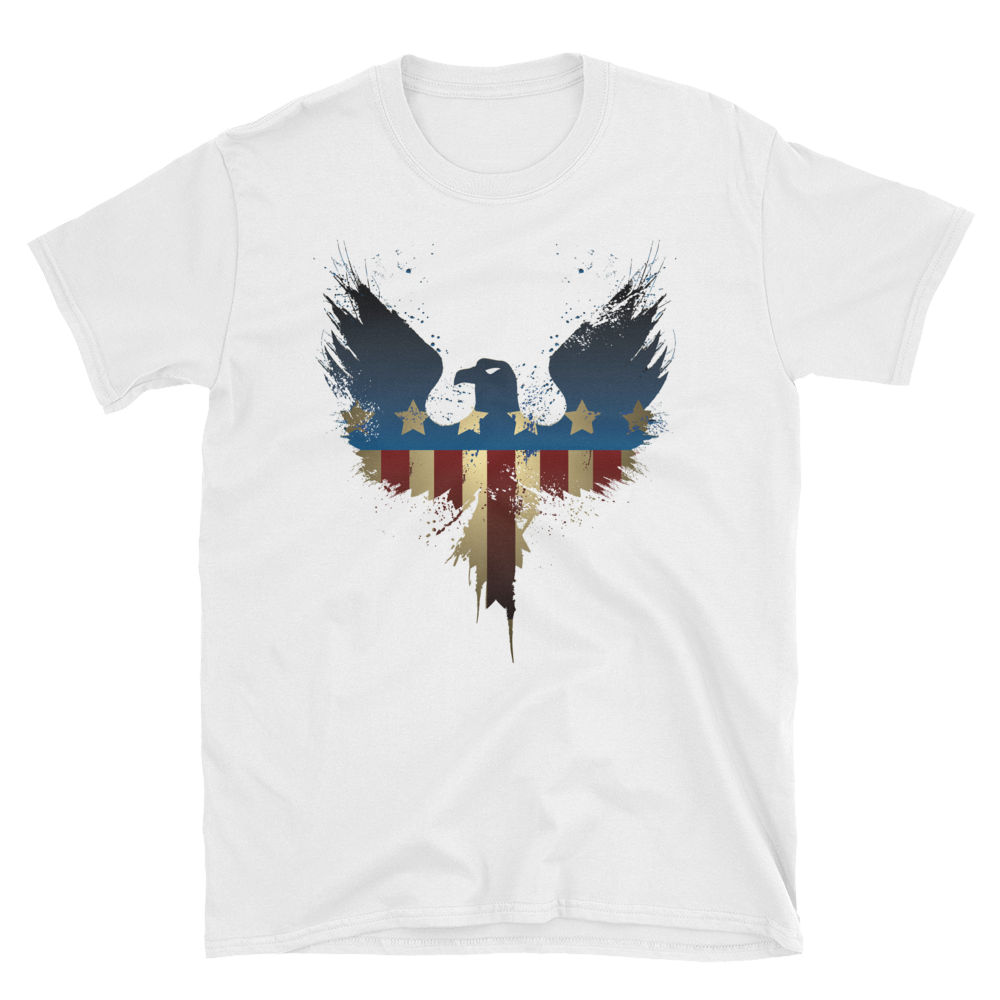 white t-shirt with American eagle print