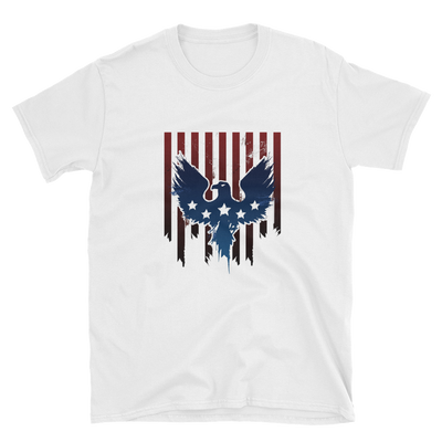 white t-shirt with American Flag Eagle image dripping