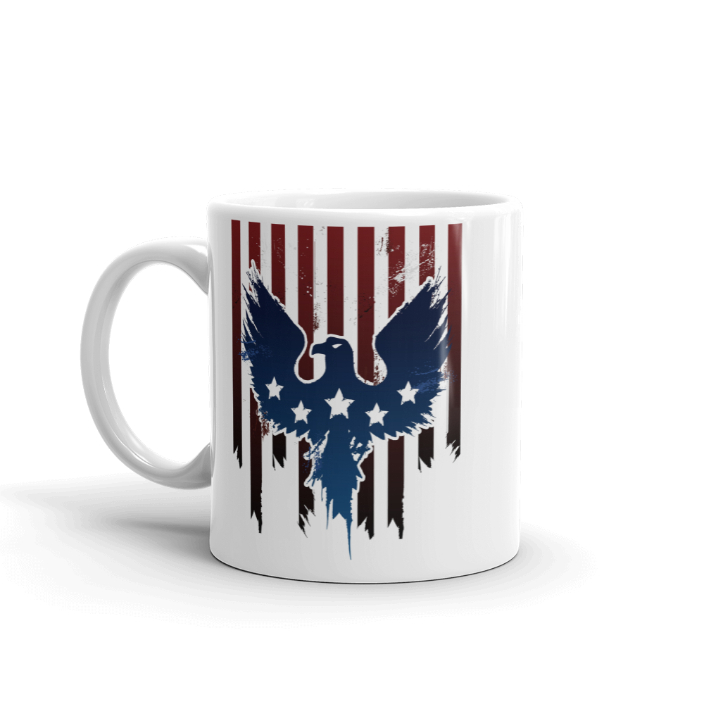 Blue Eagle on Red stripes with white stars printed on coffee mug