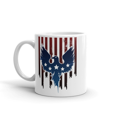 Blue Eagle on Red stripes with white stars printed on coffee mug