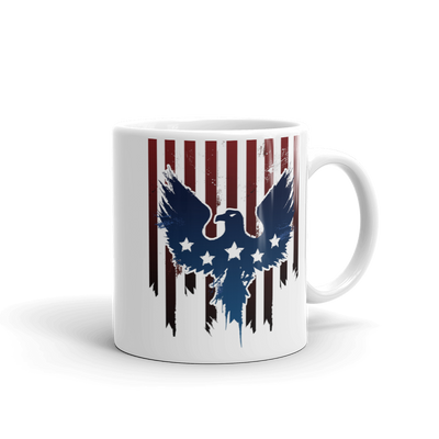 American flag print on eagle white coffee mug