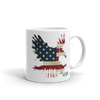 red white and blue stars and stripes on eagle landing image on tea mug