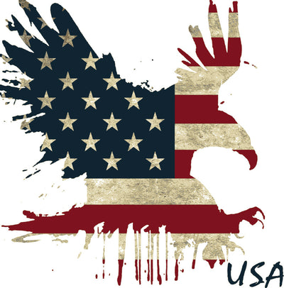 custom designed eagle with US flag print dripping vintage image