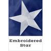 close up of embroidered star on Puerto Rico Flag