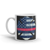 Maltese cross firefighter symbol printed on white coffee mug black white and red
