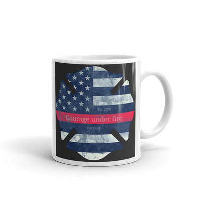 thin red line maltese cross print on mug handle on right