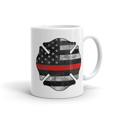 11 oz Coffee Mug with Thin Red Line Logo Handle on Right